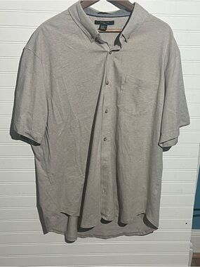 NWOT Mark Law Oatmeal Cotton Short Sleeve Button Down Shirt Size XXL